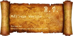 Mánya Verita névjegykártya